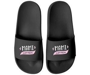 MoonWorks Chanclas de baño para mamá, abuela, letón, para mujer, con estampado divertido, regalo para el día de la madre, Mami Negro Negro, 40