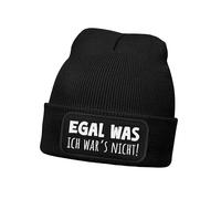 MoonWorks Gorro de invierno para niña con texto en alemán "Egal was ich Wars Nicht Patch Aufdruck Print Strickmütze Kinder Beanie, yo no era negro, Talla única