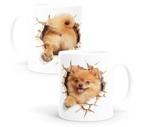 MoonWorks® Taza con diseño de perro Pomeranian, regalo para dueños de perros, amigos de animales, taza de cerámica, color blanco estándar