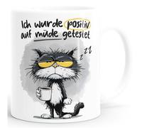 MoonWorks Taza de oficina con texto en alemán "Ani Motivation" con texto en alemán "Müde lustige Kaffeebecher Geschenkidee Kollegen weiß standard