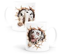 MoonWorks® Taza de perro raza dálmata, regalo para dueños de perros, amigos de animales, taza de cerámica, color blanco estándar
