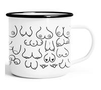 MoonWorks Taza esmaltada, diseño de Tetas, Pechos, Taza Divertida, Taza de Oficina, Color Blanco y Negro, Talla única
