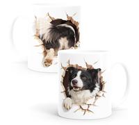 MoonWorks® Taza para Border Collie-Halter Regalo Perros Amigos Animales Taza de Cerámica Cuatro Patas, Blanco Estándar