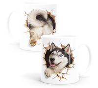 MoonWorks Taza para Husky, regalo para dueños de perros, amigos de animales, taza de cerámica, color blanco estándar