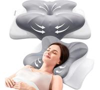 MOONYIN Almohada Cervicales y Cuello, Almohada Ergonómico Espuma de Memoria, Diseño Mariposa, Tecnología de Enfriamiento, Dormir de Lado, Espalda y Estómago Rendimiento Diseño