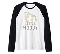 Moooody Cute Moody Lácteos Agricultor de Vacas Camiseta Manga Raglan