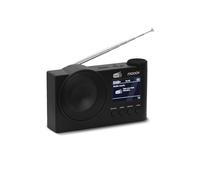 Mooov 477254 - Radio Dab+ y FM con Bluetooth 5.0, Despertador Doble Alarma, Pantalla Color, USB MP3, Batería Recargable hasta 15h, Función Sleep, Negro
