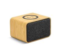 mooov 477352 - Altavoz Bluetooth Madera de bambú portátil, Altavoz Bluetooth con Cargador de inducción, Potente, inalámbrico sin Cable, 9W