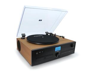 Mooov 477365 - Microcadena HiFi Estéreo 50W con Tocadiscos, Reproductor CD, Bluetooth, Radio FM, USB, AUX-IN, RCA, Mando a Distancia | Equipo de Música Compacto con Sonido Potente y Diseño Elegante