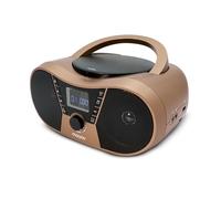 Mooov 477406 - Reproductor de CD portátil, Lector CD Audio CD-R/CD-RW, Radio FM, Puerto USB para MP3, Sonido estéreo de 4W, asa ergonómica, Funciones Sleep e ID3, Copper & Black