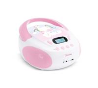Mooov 477407 - Reproductor de CD portátil, Lector CD Audio CD-R/CD-RW, Puerto USB para MP3, Sonido estéreo de 6W, asa ergonómica, Unicornio