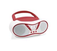 Mooov 477411 - Reproductor de CD portátil, Lector CD Audio CD, CD-R, CD-RW, CD-MP3, Radio FM, Puerto USB para MP3, Sonido estéreo de 6W, asa ergonómica, Pantalla LCD, Rojo