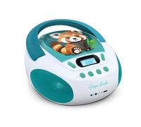 MOOOV 477414 - Reproductor de CD Infantil Panda Rojo MP3 y Puerto USB - AUX-in - Toma para Auriculares - con asa de Transporte - Alimentación eléctrica o Pilas - Verde y Blanco