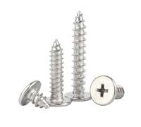 MOOPW Acero inoxidable 304 Cruz Cabeza plana Tornillos autorroscantes Extrafinos Perfil bajo Avellanados Tornillos autoperforantes M6 x 45mm 10 Pcs