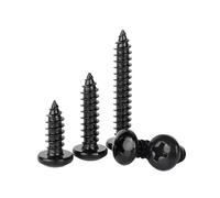MOOPW Cabeza redonda Tornillos para madera - Acero inoxidable 304 Zinc negro chapado Tornillos autorroscantes Cruz Cabeza Panorámica Cola puntuada Tornillos Autoperforantes M3.5 x 14mm 50 Pcs