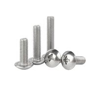 MOOPW Cruz Champiñón Pernos de cabeza redonda Acero inoxidable 304 Pernos de cabeza redonda plana Tornillos de máquina M3 x 16mm 50 Pcs