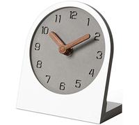 mooqs Madera silenciosa sin tictac Funciona con Pilas Decorativo pequeño Mini analógico Moderno Estante Escritorio Mesa Reloj de repisa (Blanco)