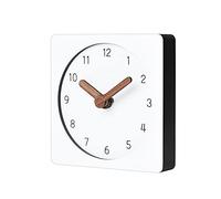 mooqs Reloj de Madera silencioso Que no Hace tictac, Funciona con Pilas, Decorativo, pequeño, analógico, Moderno, para Escritorio, Mesa, Mantel, Reloj Blanco (Cuadrado)