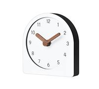 mooqs Reloj de Madera silencioso Que no Hace tictac, Funciona con Pilas, Decorativo, pequeño, analógico, Moderno, para Escritorio, Mesa, Mantel, Reloj Blanco (Redondo)