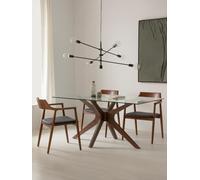 Moore Mesa de comedor rectangular sobre cristal y madera maciza natural 160 - Kenay Home Cristal