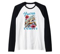 Moorea Tahiti Polinesia Francesa Tortuga Marina E Hibisco Camiseta Manga Raglan