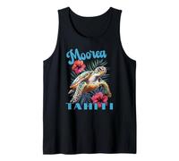 Moorea Tahiti Polinesia Francesa Tortuga Marina E Hibisco Camiseta sin Mangas