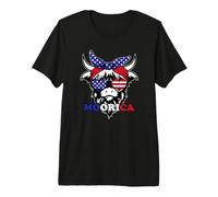 Moorica Highland Cow Cuarto 4 de Julio USA Patriotic Cow Camiseta Premium