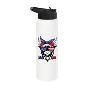 Moorica Highland Cow Cuarto 4 de Julio USA Patriotic Cow Stainless Steel Insulated Water Bottle
