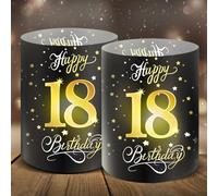 Moorle 12 portavelas para decoración de mesa de cumpleaños, 18 años, oro negro, cristal