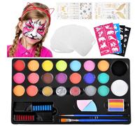 Moorstdel Juego de pintura facial para niños, 27 colores de pintura corporal, plantillas de tatuaje, pintura corporal para niños y adultos, para maquillaje teatral y carnaval