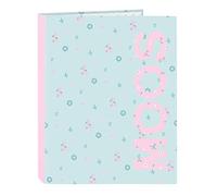 MOOS - Carpeta con Folios 4 Anillas, Ideal para Niños de Diferentes Edades, Cómoda y Versátil, Calidad y Resistencia, 26.5x33 cm, Color Azul turquesa