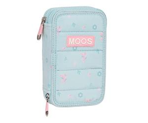 MOOS - Estuche Escolar Niño, Estuche con Colores, con 28 Útiles Incluidos, Ideal para Niños de 5 a 14 Años, Cómodo y Versátil, Calidad y Resistencia, 12.5x4x19.5 cm, Color Azul turquesa
