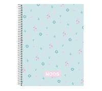 MOOS Moos-M064 Cuaderno 120 Hojas, Tapas Duras, Ideal para Niños de Diferentes Edades, Cómodo y Versátil, Calidad y Resistencia, 21.5x31, Color Azul Turquesa, Estándar (SAFTA M064)