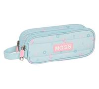 MOOS - Portatodo Doble Niño, Estuche Infantil, Estuche Niño, Ideal para Niños en Edad Escolar, Cómodo y Versátil, Calidad y Resistencia, 21x6x8 cm, Color Azul Turquesa