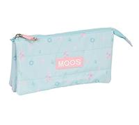 MOOS - Portatodo Triple, Estuche Infantil, Estuche Niño, Ideal para Niños en Edad Escolar, Cómodo y Versátil, Calidad y Resistencia, 22x3x12 cm, Color Azul Turquesa