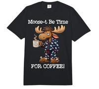 Moose Coffee Time Funny Animal Lovers Pijama Humor Comfort Colors Adult Heavyweight T-Shirt