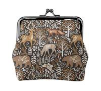 Moose Fox - cartera de árbol de hoja de oso, cartera de cambio con cierre de beso, cartera pequeño de piel sintética para mujer