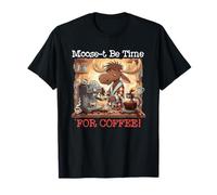 Moose-t Be Time For Coffee Funny Moose In Bathrobe Pun Camiseta