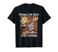 Moose-t Be Time For Coffee Funny Moose In Bathrobe Pun Camiseta