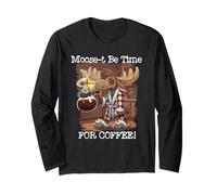 Moose-t Be Time For Coffee Funny Moose In Bathrobe Pun Manga Larga