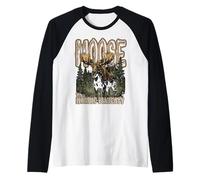 Moose The Nordic Majesty Cabeza de Corona de los bosques del Norte Camiseta Manga Raglan