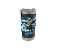 Moose Van Gogh Pintura Artística Cielo Estrellado Noche Alce Vaso térmico de acero inoxidable de doble pared