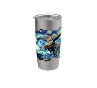 Moose Van Gogh Pintura Artística Cielo Estrellado Noche Alce Vaso térmico de acero inoxidable de doble pared