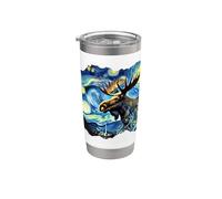 Moose Van Gogh Pintura Artística Cielo Estrellado Noche Alce Vaso térmico de acero inoxidable de doble pared