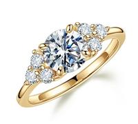 MOOSEA Anillo de compromiso de moissanita de 1,2 quilates para mujer, color D brillante, claridad VVS1, diamantes creados en laboratorio, anillo de aniversario de moissanita vermeil de oro blanco