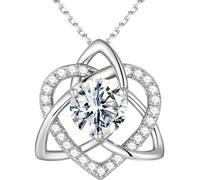 MOOSEA Regalos para el día de la madre para esposa, collar de moissanita con nudo celta de la Trinidad de 1 a 3 quilates, plata de ley 925 con chapado en rodio, regalo de aniversario de cumpleaños