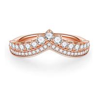 MOOSEA Tiara - Alianza de boda de moissanita para mujer, color D, claridad VVS1, anillos de diamantes creados en laboratorio, oro blanco amarillo rosa de 14 quilates, plata de ley S925, corona de