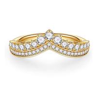 MOOSEA Tiara - Alianza de boda de moissanita para mujer, color D, claridad VVS1, anillos de diamantes creados en laboratorio, oro blanco amarillo rosa de 14 quilates, plata de ley S925, corona de