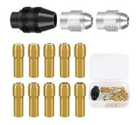 Mooshy 13 Piezas Portabrocas Compatible con Dremel, Mandril para Taladro 0,8 a 3,2 mm Sustituye 4486 Portabrocas sin llave, Sustituye 4485 Portabrocas de Latón y Tuercas de Metal