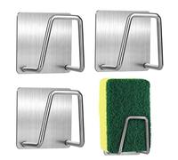 Mooshy 4 Piezas Accesorios Fregadero Cocina, Organizador Estropajo Fregadero Soporte Estropajo Fregadero de Metal Tapa de Olla de Vajilla Acero Inoxidable con Marco Impermeable Autoadhesivo Suspendido